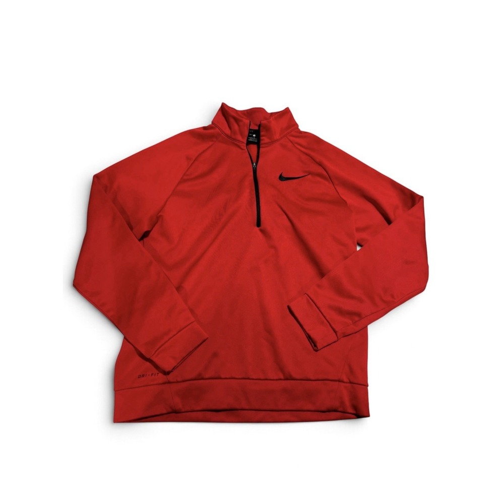 Nike Running Dri-FIT Youth Medium Red 1/4 Zip Pullover Athletic Long Sleeve